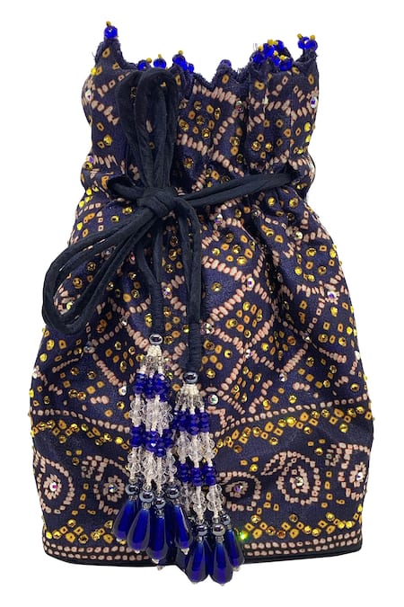 Buy The Garnish Company Blue Embroidered Printed Polti Bag Online at Aza Fashions Buy_The Garnish Company_Blue Embroidered Printed Polti Bag _Online_at_Aza_Fashions