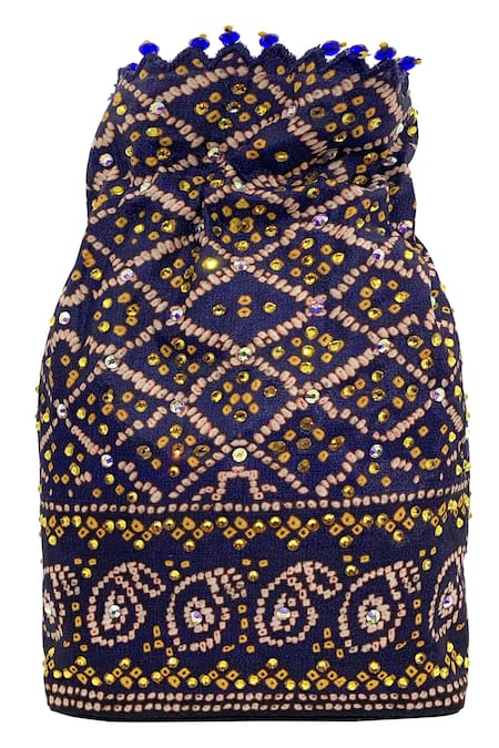 Shop The Garnish Company Blue Embroidered Printed Polti Bag at Aza Fashions Shop_The Garnish Company_Blue Embroidered Printed Polti Bag _at_Aza_Fashions