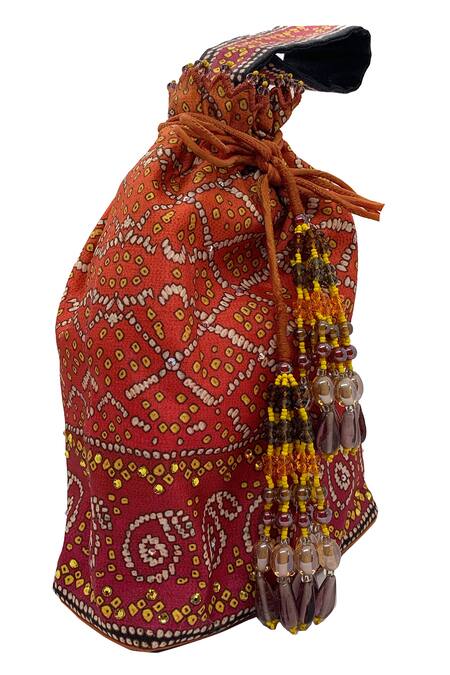 The Garnish Company_Orange Stones Printed Polti Bag _Online_at_Aza_Fashions