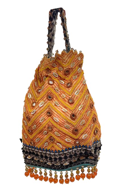 Shop The Garnish Company Yellow Embroidered Khevna Bead Tassel Potli Bag at Aza Fashions Shop_The Garnish Company_Yellow Embroidered Khevna Bead Tassel Potli Bag _at_Aza_Fashions