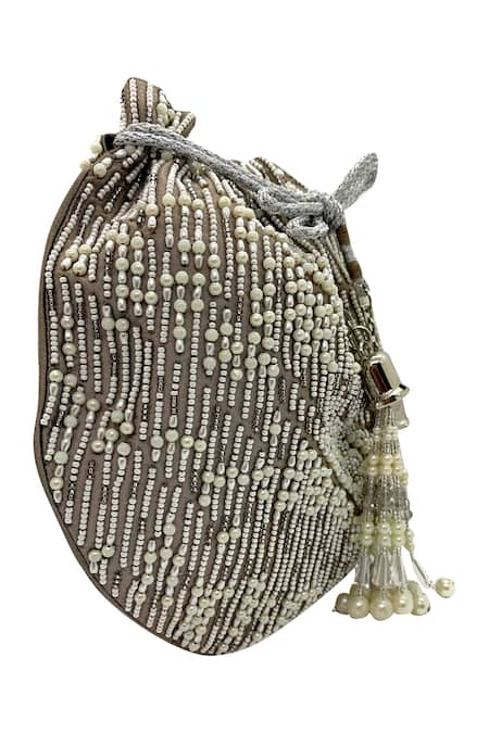 The Garnish Company Grey Embroidered Lincoln Potli Bag Online at Aza Fashions The Garnish Company_Grey Embroidered Lincoln Potli Bag _Online_at_Aza_Fashions