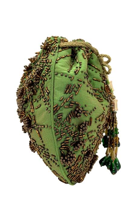 The Garnish Company_Green Embroidered Florian Polti Bag _Online_at_Aza_Fashions