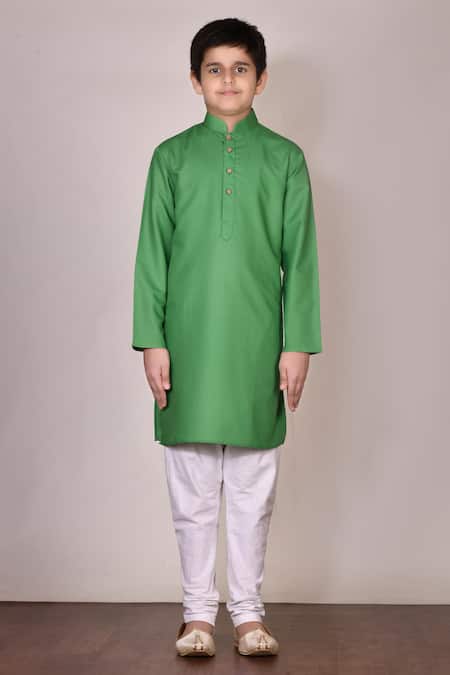 Buy_Petite Pomme_Green Silk Kurta And Churidar Set _Online_at_Aza_Fashions