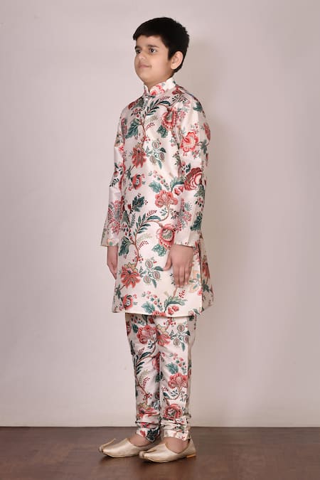 Buy Petite Pomme White Silk Printed Kurta Set Online at Aza Fashions Buy_Petite Pomme_White Silk Printed Kurta Set _Online_at_Aza_Fashions