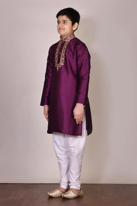 Buy Petite Pomme Purple Silk Embroidery Kurta Set Online at Aza Fashions Buy_Petite Pomme_Purple Silk Embroidery Kurta Set _Online_at_Aza_Fashions