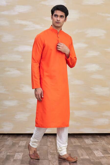 Buy Arihant Rai Sinha Orange Silk Kurta With Churidar Online at Aza Fashions Buy_Arihant Rai Sinha_Orange Silk Kurta With Churidar_Online_at_Aza_Fashions