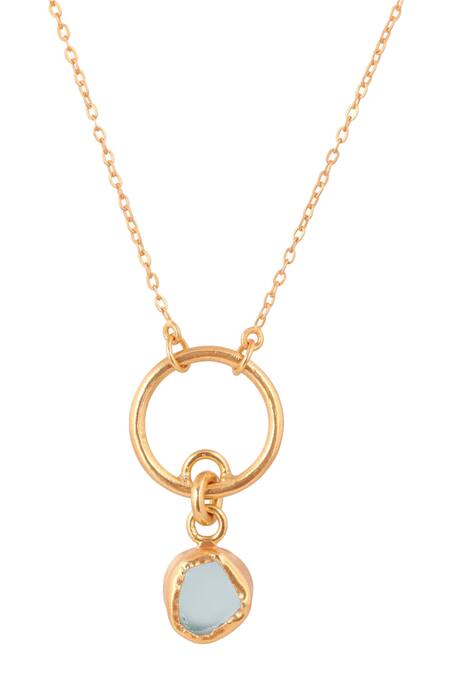 Shop Zariin Gold Plated Studded Pendant Necklace Online at Aza Fashions Shop_Zariin_Gold Plated Studded Pendant Necklace _Online_at_Aza_Fashions