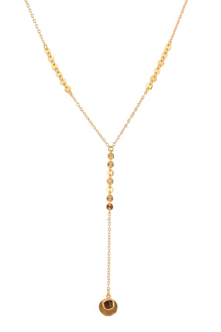 Zariin Gold Plated Studded Pendant Necklace 