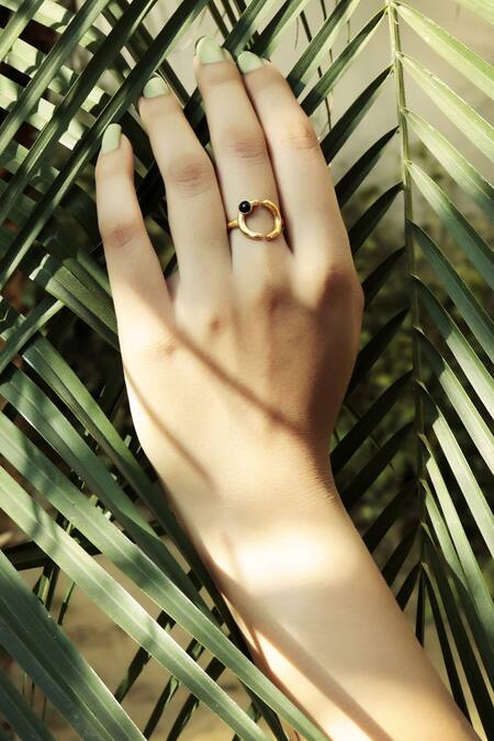 Buy_Zariin_22kt Studded Ring _Online_at_Aza_Fashions