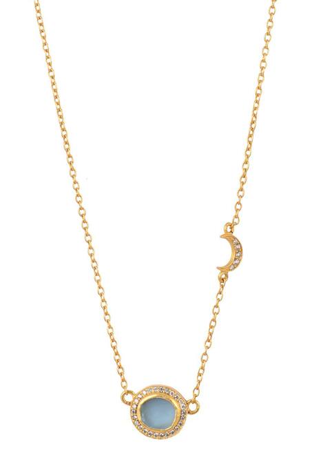 Buy Zariin Gold Plated Studded Pendant Necklace Online at Aza Fashions Buy_Zariin_Gold Plated Studded Pendant Necklace _Online_at_Aza_Fashions