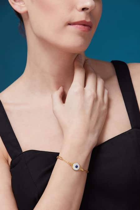 Shop Zariin 22kt Evil Eye Bracelet at Aza Fashions Shop_Zariin_22kt Evil Eye Bracelet _at_Aza_Fashions