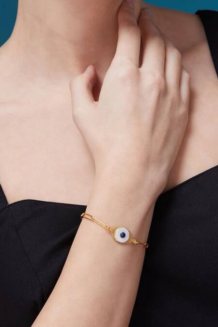 Shop Zariin 22kt Evil Eye Bracelet Online at Aza Fashions Shop_Zariin_22kt Evil Eye Bracelet _Online_at_Aza_Fashions