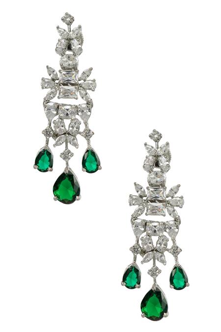 Shop_Auraa Trends_Silver Plated Diamonds, Stones Studded Necklace Set_Online_at_Aza_Fashions