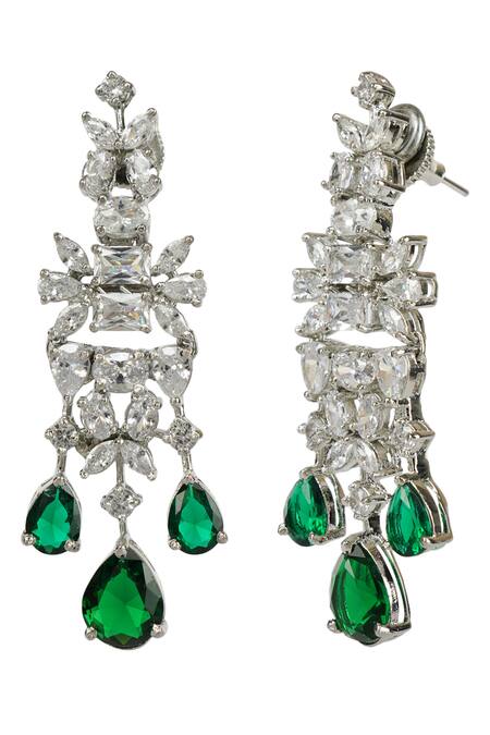 Auraa Trends_Silver Plated Diamonds, Stones Studded Necklace Set_at_Aza_Fashions