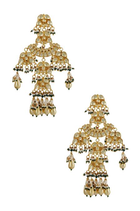 Buy_Auraa Trends_Gold Plated Pearls, Stones, Beads Kundan Layered Necklace Set_Online_at_Aza_Fashions
