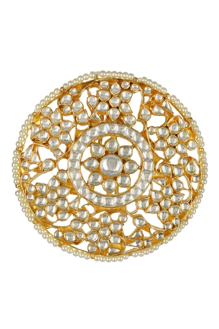 Auraa Trends_Gold Plated Pearls Hair Bun Cage With Stick_Online_at_Aza_Fashions