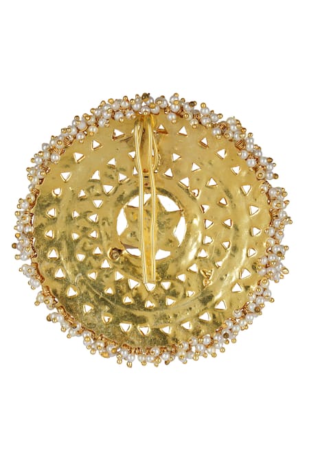 Auraa Trends_Gold Plated Pearls, Stones Kundan Juda Pin _Online_at_Aza_Fashions