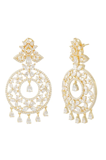 Auraa Trends_Gold Plated Imitation Diamonds Studded Chandbali _Online_at_Aza_Fashions