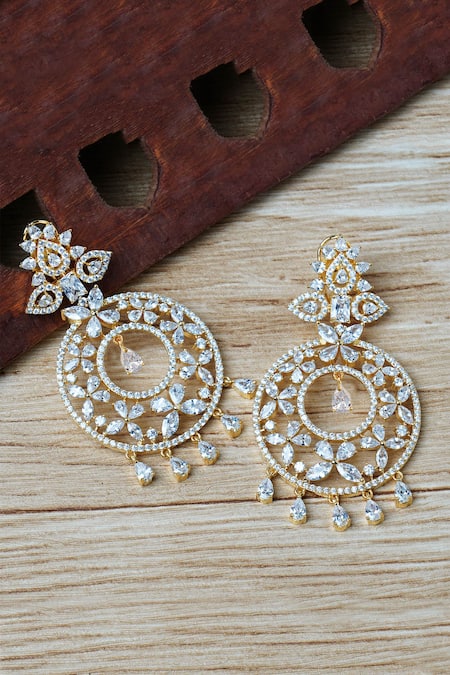 Buy_Auraa Trends_Gold Plated Imitation Diamonds Studded Chandbali _Online_at_Aza_Fashions