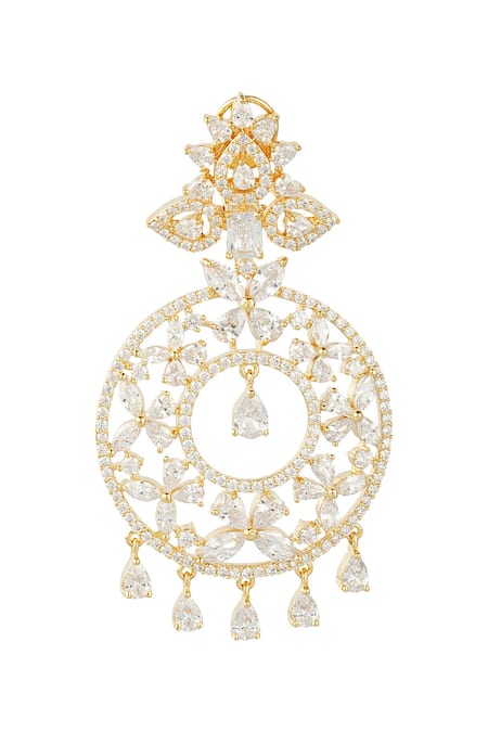 Auraa Trends_Gold Plated Imitation Diamonds Studded Chandbali _at_Aza_Fashions