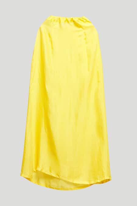 Shop_Neha Khullar_Yellow Chiffon, Georgette, Chanderi Silk Embroidered Saree Set With Blouse For Kids_Online_at_Aza_Fashions