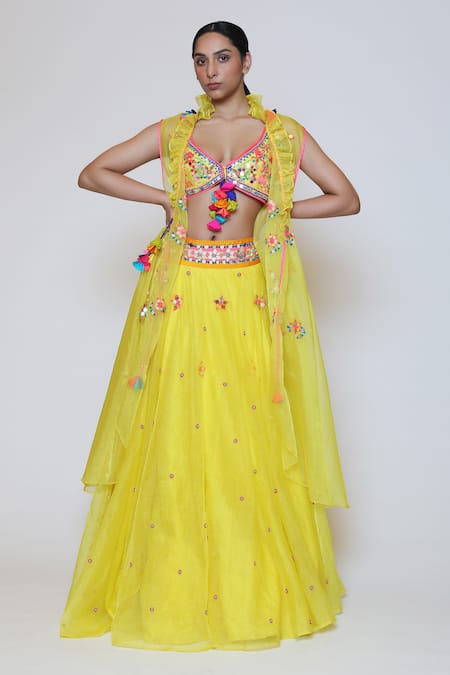 Preeti S Kapoor Embroidered Cape & Lehenga Set 