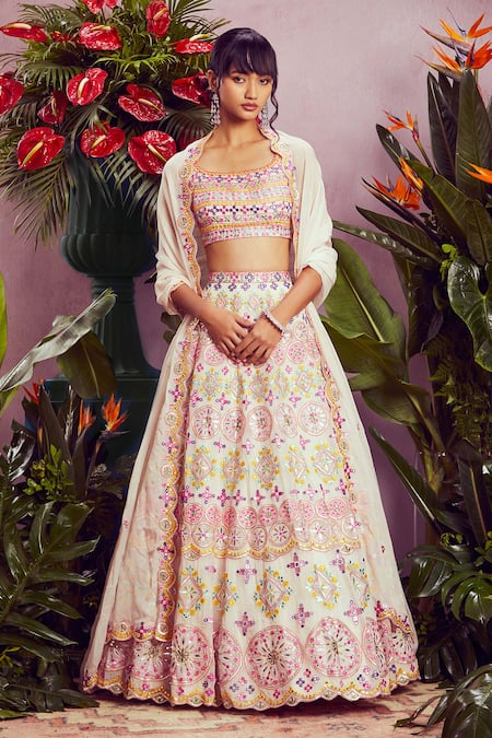 Aneesh Agarwaal Organza Bridal Lehenga Set 