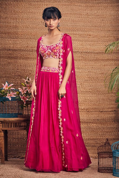 Aneesh Agarwaal Organza Cape & Skirt Set 