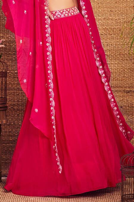 Buy_Aneesh Agarwaal_Pink Soft Organza V Neck Cape And Skirt Set _Online_at_Aza_Fashions
