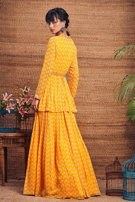 Aneesh Agarwaal Peplum Kurta & Skirt Set 