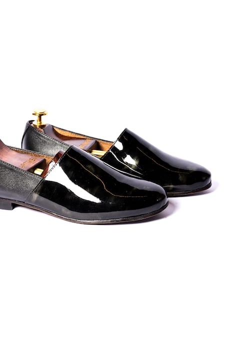 Artimen Black Pat-side Hand Embroidered Espadrilles Online at Aza Fashions Artimen_Black Pat-side Hand Embroidered Espadrilles _Online_at_Aza_Fashions