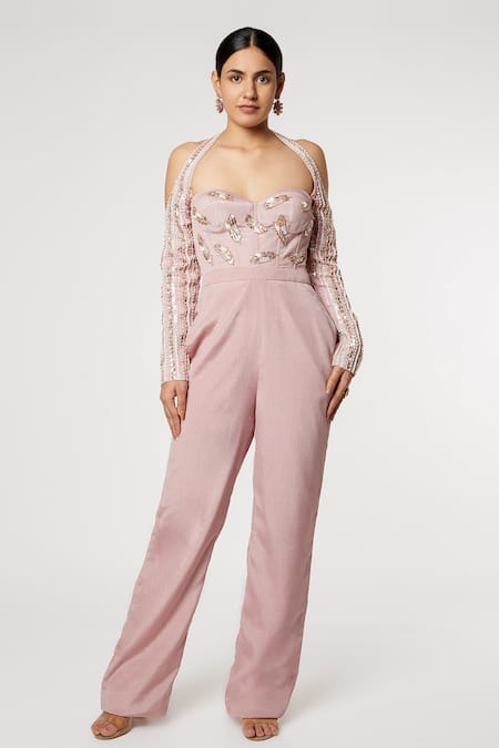 Masumi Mewawalla Embroidered Halter Jumpsuit 