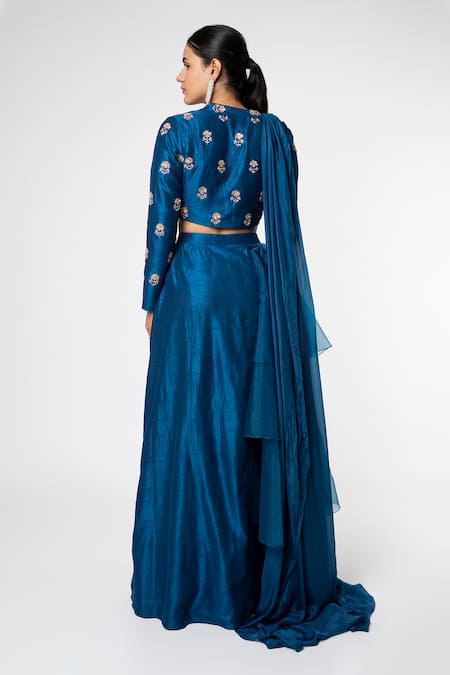 Masumi Mewawalla Embroidered Blouse & Layered Lehenga Set