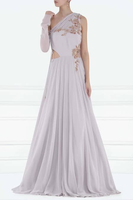 Masumi Mewawalla Embroidered One Shoulder Gown  