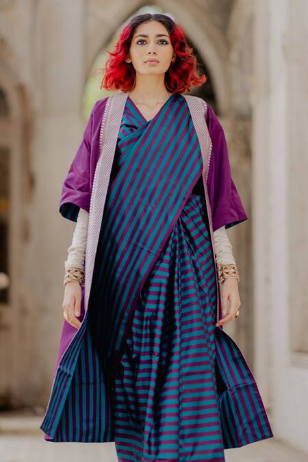 Buy_Mimamsaa_Purple Satin Silk Open Reversible Jacket_Online_at_Aza_Fashions