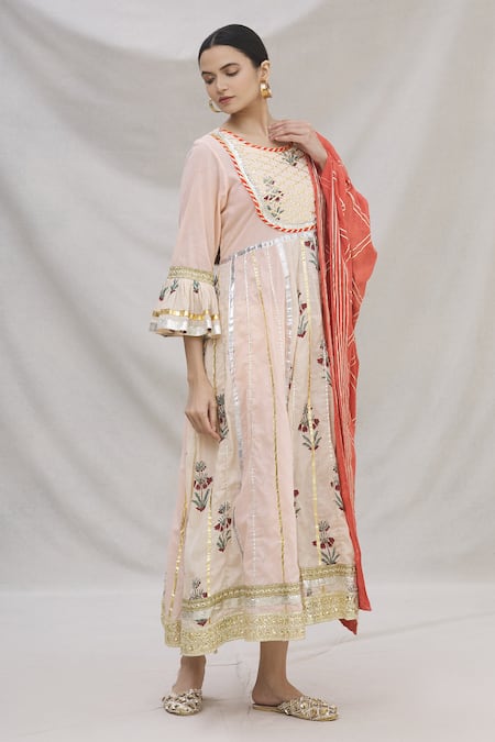 Kunwarani Ritu Floral Motif Anarkali with Dupatta 
