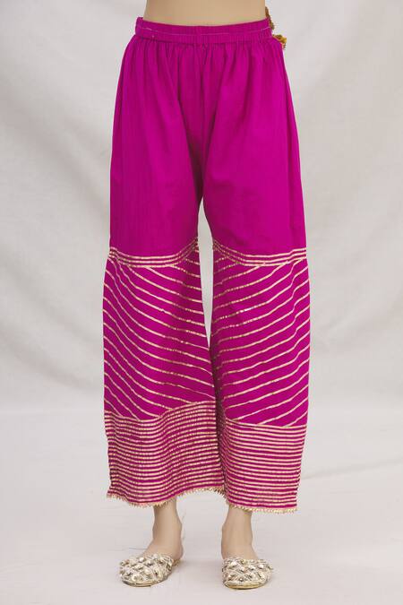 Shop Kunwarani Ritu Pink Cotton Mandarin Collar Embroidered Kurta Set Online at Aza Fashions Shop_Kunwarani Ritu_Pink Cotton Mandarin Collar Embroidered Kurta Set _Online_at_Aza_Fashions