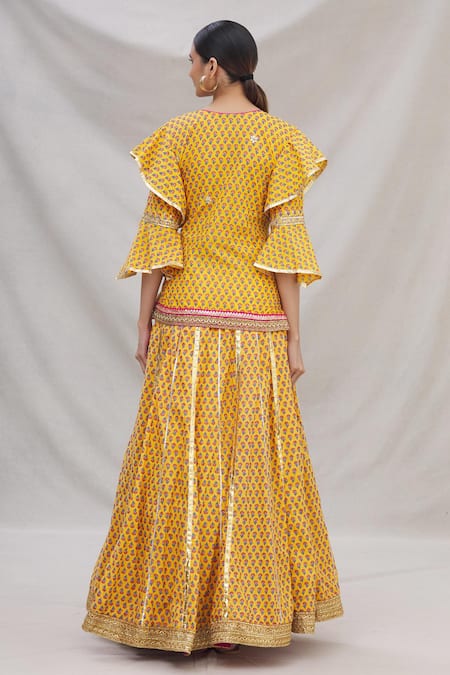 Kunwarani Ritu Floral Motif Kurta Lehenga Set 