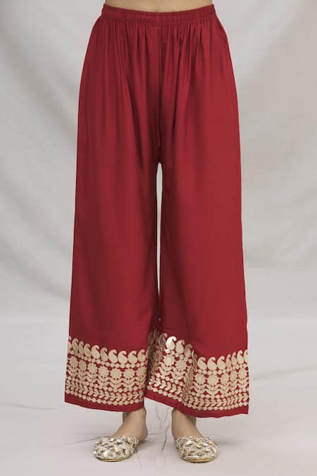 Shop_Kunwarani Ritu_White Georgette Embroidery Mandarin Collar Kurta And Pant Set  _Online_at_Aza_Fashions