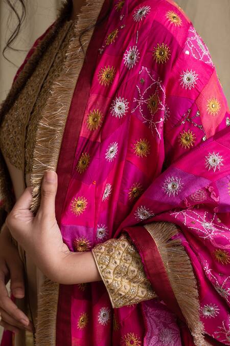 Priyanka Raajiv_Pink Silk, Cotton, Banarasi Dupatta _at_Aza_Fashions