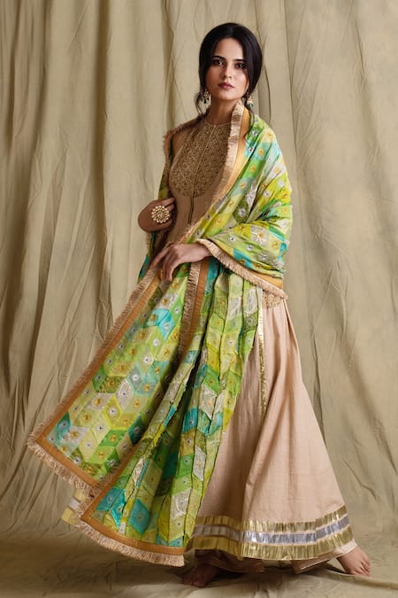 Buy Green Silk Banarasi Dupatta For Women by Priyanka Raajiv Online at Aza  Fashions.