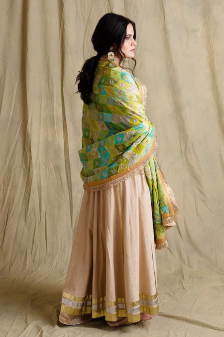 Shop Priyanka Raajiv Green Silk, Cotton, Banarasi Dupatta at Aza Fashions Shop_Priyanka Raajiv_Green Silk, Cotton, Banarasi Dupatta _at_Aza_Fashions