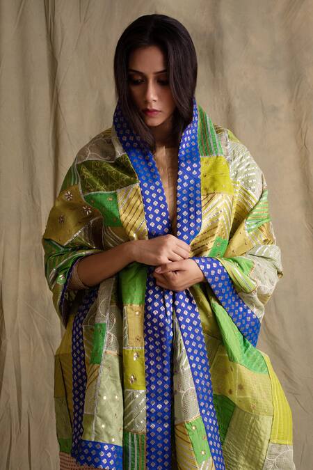 Priyanka Raajiv Green Silk, Cotton, Banarasi Dupatta Online at Aza Fashions Priyanka Raajiv_Green Silk, Cotton, Banarasi Dupatta _Online_at_Aza_Fashions