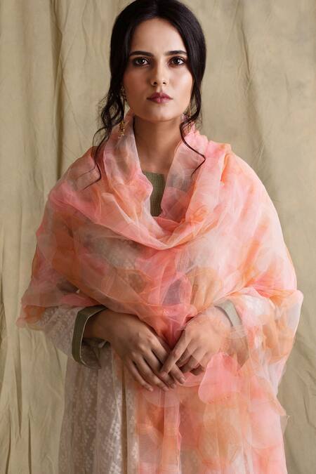 Shop Priyanka Raajiv Orange Net Patchwork Dupatta Online at Aza Fashions Shop_Priyanka Raajiv_Orange Net Patchwork Dupatta _Online_at_Aza_Fashions