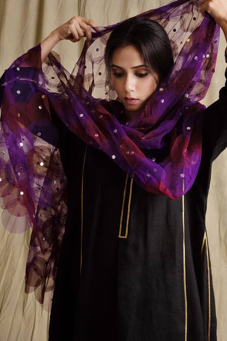 Priyanka Raajiv Purple Net Embroidered Dupatta Online at Aza Fashions Priyanka Raajiv_Purple Net Embroidered Dupatta _Online_at_Aza_Fashions