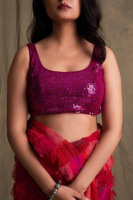 Priyanka Raajiv Pink Net Round Embroidered Blouse Online at Aza Fashions Priyanka Raajiv_Pink Net Round Embroidered Blouse _Online_at_Aza_Fashions