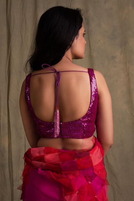 Shop Priyanka Raajiv Pink Net Round Embroidered Blouse at Aza Fashions Shop_Priyanka Raajiv_Pink Net Round Embroidered Blouse _at_Aza_Fashions