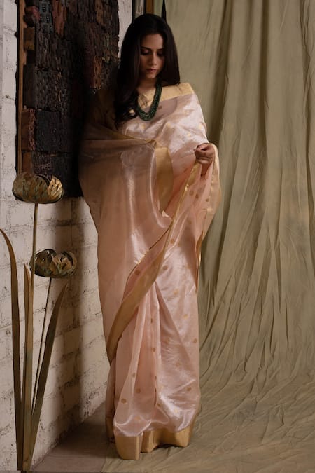 Priyanka Raajiv Pink Chanderi Silk Embroidered Saree Online at Aza Fashions Priyanka Raajiv_Pink Chanderi Silk Embroidered Saree _Online_at_Aza_Fashions