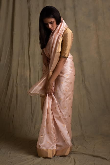 Buy Priyanka Raajiv Pink Chanderi Silk Embroidered Saree Online at Aza Fashions Buy_Priyanka Raajiv_Pink Chanderi Silk Embroidered Saree _Online_at_Aza_Fashions