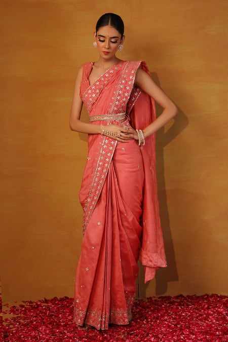 Peach Color Soft Banarasi Silk Saree – StylebyPanaaash